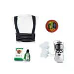 Faja lumbar + Electroestimulador 4 parches crema y aceite dolor