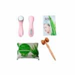Masajeador facial ionto + Rodillo facial chico + Mascara facial + Toallas aloe vera