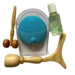 kit nmaderoterapia facial + masajeador facial + gel aloe
