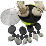 piedras de basalto+jades rustica+calentador electrico +pindas y soporte